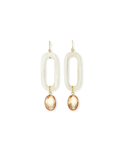 Ashley Pittman Light Horn & Zircon Drop Earrings In Bronze