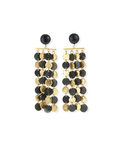 Ashley Pittman Four-chain Dark Horn & Bronze Drop Earrings In Neutral Pattern