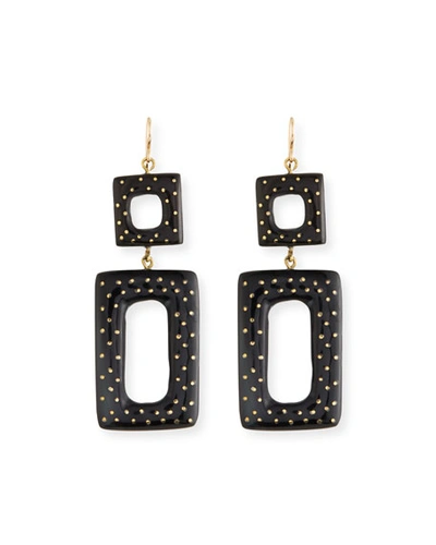 Ashley Pittman Rectangular Drop Earrings, Dark Horn In Neutral Pattern