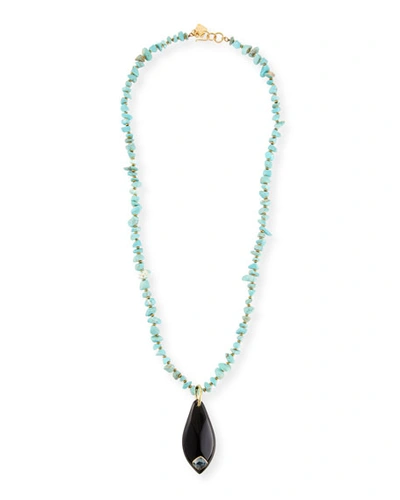 Ashley Pittman Rough-cut Turquoise Pendant Necklace