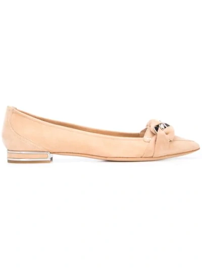 Casadei Pointed Toe Ballerinas In Neutrals