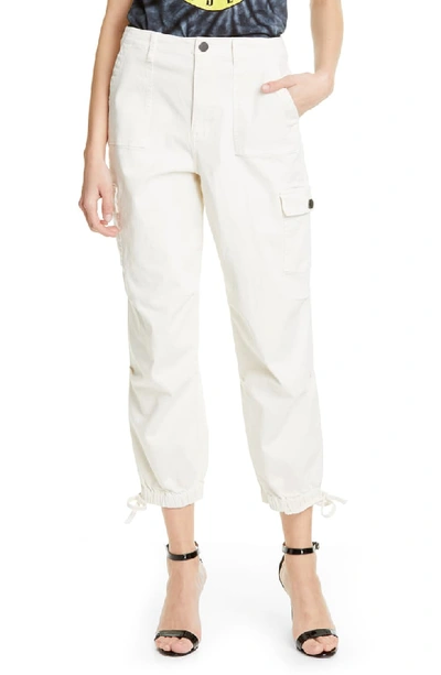 Alice And Olivia Mid-rise Cropped Cargo Pants W/ Drawstring Hem In White