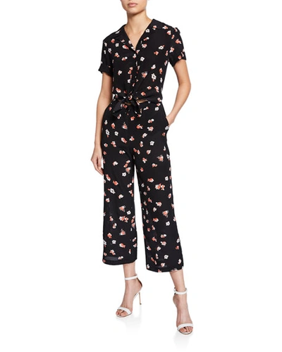 Pinko Celeste Floral Cropped Jumpsuit In Black Pattern