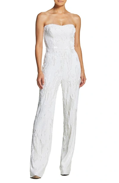 Dress The Population Andy Sequined Strapless Straight-leg Jumpsuit, Lily In White