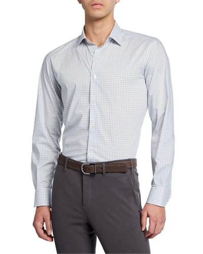 Neiman Marcus Men's Gingham Sport Shirt In Gray/white