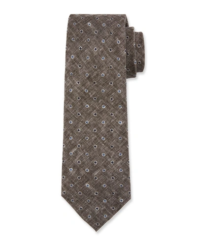 Brunello Cucinelli Dot-pattern Linen/silk Tie In Gray