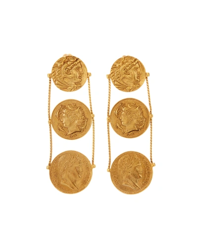 Oscar De La Renta Triple-coin Clip-on Earrings In Gold