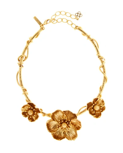 Oscar De La Renta Poppy Flower Necklace In Gold