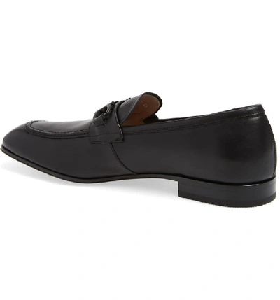 Ferragamo Men's Asten Leather Slip-on Bit Loafers In Nero