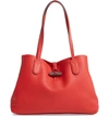 Longchamp Roseau Essential Medium Leather Shoulder Tote Bag In Red