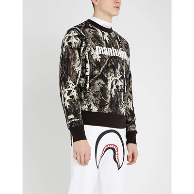 A Bathing Ape Forest Camouflage Cotton-jersey Sweatshirt In Black