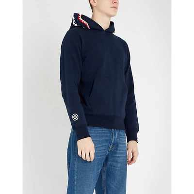 A Bathing Ape Shark Cotton-jersey Hoody In Navy