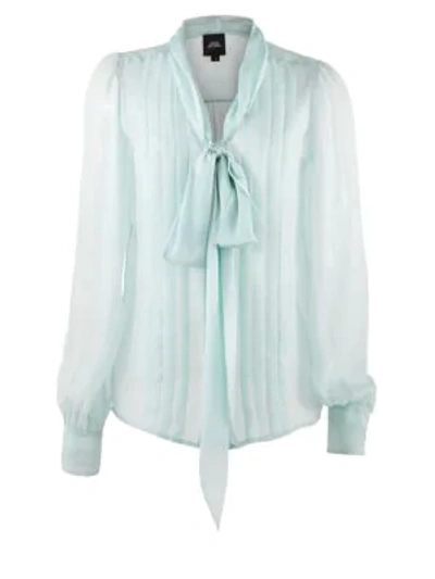 Marc Jacobs Runway Pleated Silk Tie-front Blouse In Light Mint