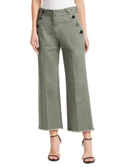 Derek Lam 10 Crosby Wide-leg Twill Crop Trousers In Fatigue