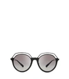 Tory Burch Open-rim Round Sunglasses In Black/matte Black