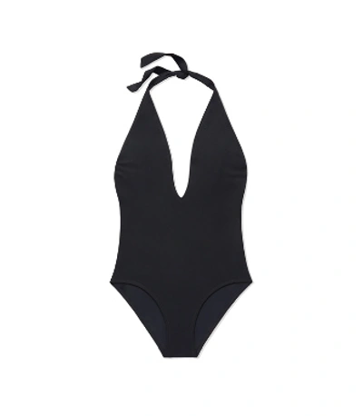 Tory Burch Solid Tie One-piece In Black