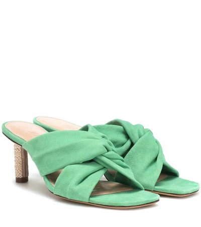 Jacquemus Les Mules Bellagio Suede Sandals In Light Green