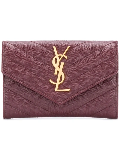 Saint Laurent Monogram Wallet In Red