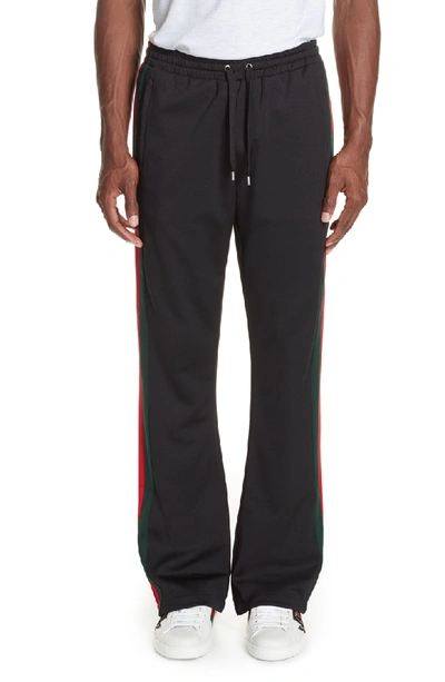 Gucci Technical Jersey Flare Pants In Black + Web