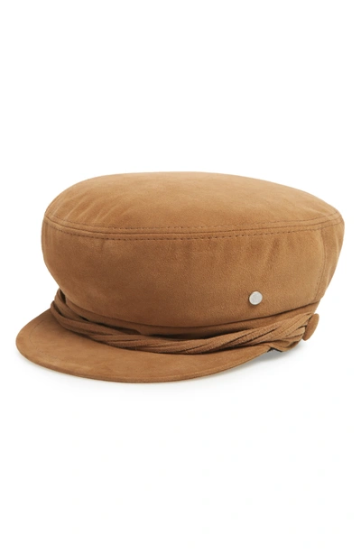 Maison Michel New Abby Suede Baker Boy Cap - Brown In Camel