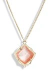 Kendra Scott Kacey Adjustable Pendant Necklace In Peach Mother Of Pearl/ Gold