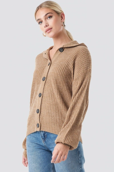 Na-kd Hood Knitted Sweater - Brown,beige