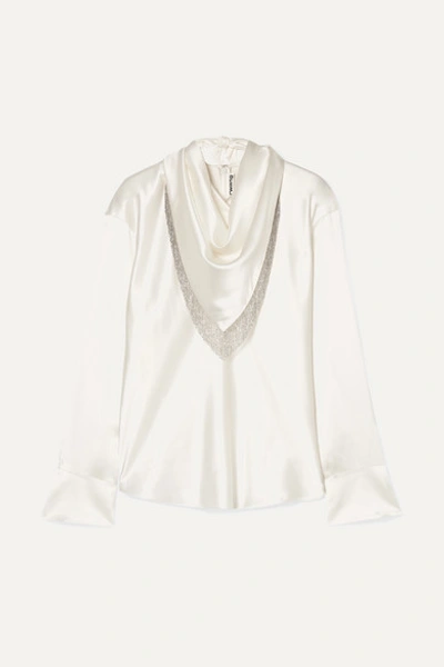 Alexander Wang Chain Fringe Scarf Detail Silk Blouse In White