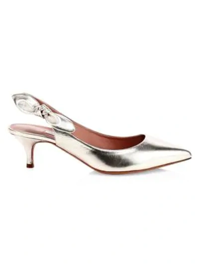 Tabitha Simmons Rise Metallic Leather Slingback Pumps In Champagne