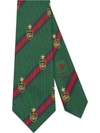 Gucci Web Crest Silk Tie In 3168 Green