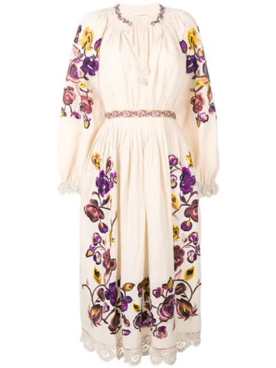 Ulla Johnson Embroidered Floral Dress In Neutrals