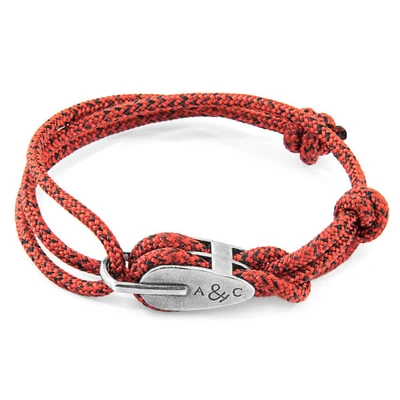 Anchor & Crew Red Noir Tyne Silver & Rope Bracelet