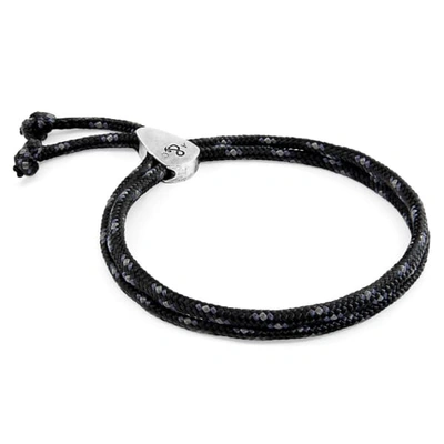 Anchor & Crew Black Pembroke Silver & Rope Bracelet