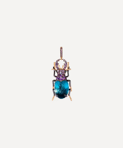 Annoushka 18ct Rose Gold Mythology Blue Topaz Beetle Charm