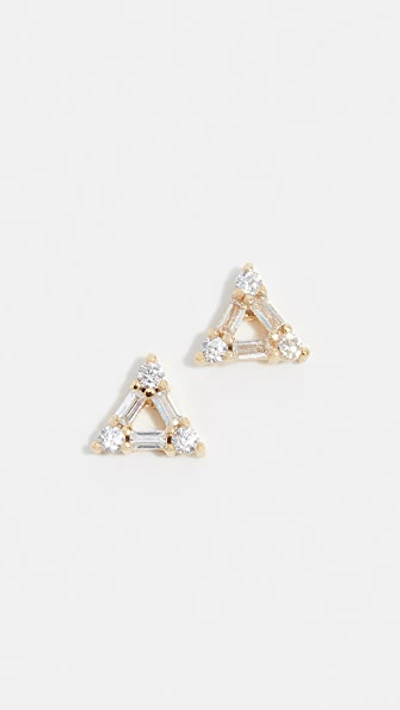 Shashi Trilogy Stud Earrings In Yellow Gold/clear