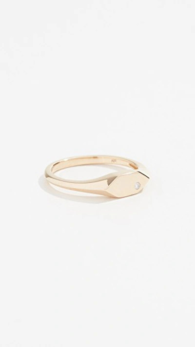 Adina Reyter 14k Small Hexagon Signet Ring In Yellow Gold