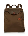 Longchamp Le Pliage Club Nylon Backpack In Khaki/nickel