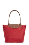 Longchamp Le Pliage Large Nylon Shoulder Tote In Deep Red