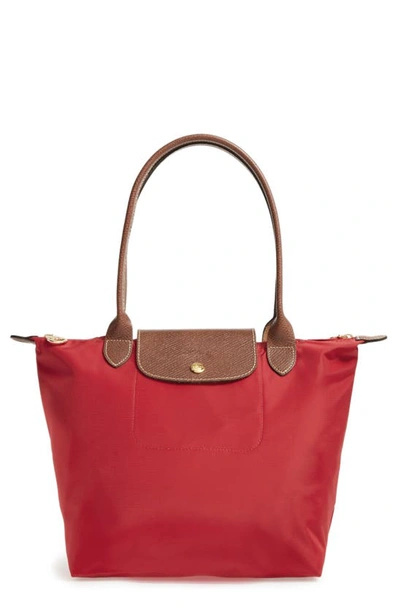 Longchamp Le Pliage Large Nylon Shoulder Tote In Deep Red