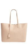 Saint Laurent Shopping Leather Tote In Dark Beige