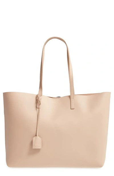 Saint Laurent Shopping Leather Tote In Dark Beige