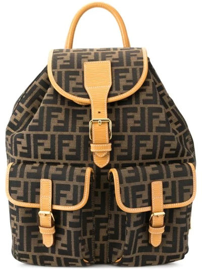Pre-owned Fendi Zucca Pattern Backpack In Brown