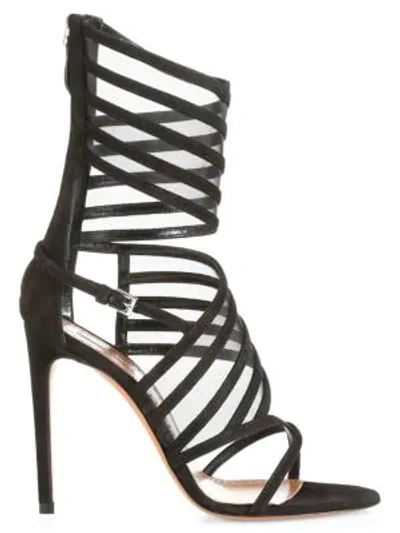 Alaïa Women's Ankle-cuff Leather Cage Sandals In Black