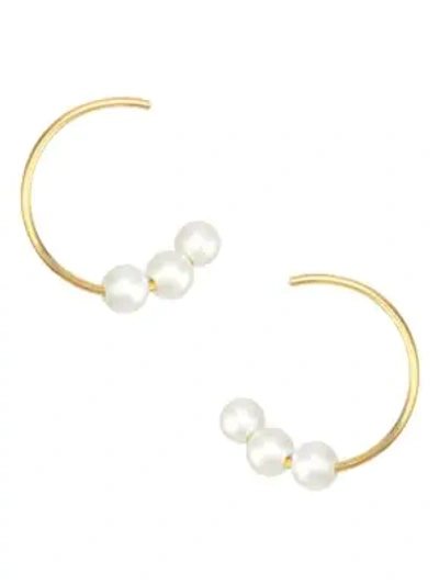 Zoë Chicco 14k Yellow Gold & 4mm White Freshwater Pearl Open Circle Earrings