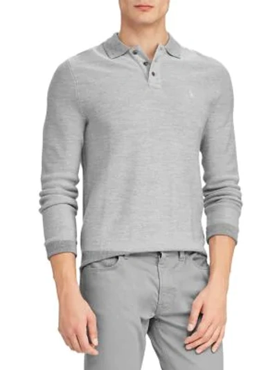 Polo Ralph Lauren Wool Blend Long Sleeve Polo In Grey