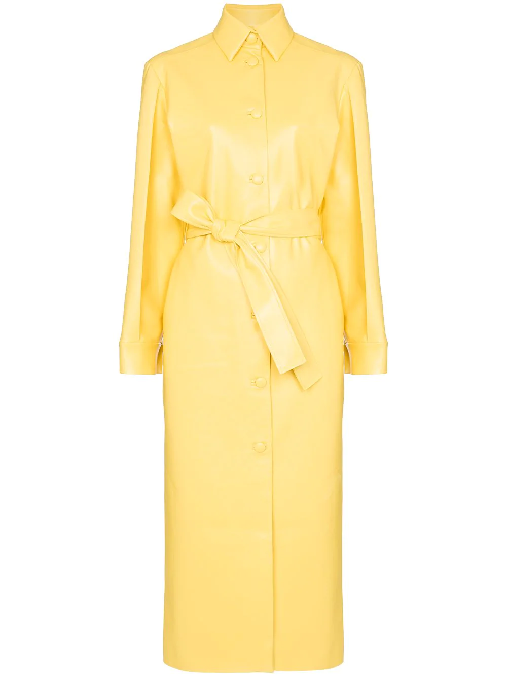 Materiel MatÉRiel Belted Faux Leather Trench Coat - Yellow | ModeSens