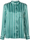 Asceno Striped Pj Shirt In Green