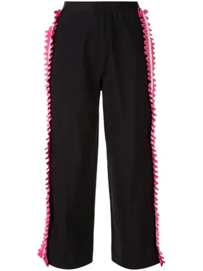 Tu Es Mon Tresor Tuck Ribbon Cropped Trousers In Black