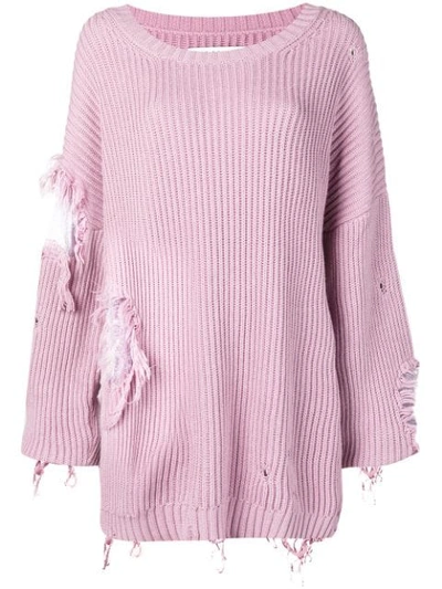 Almaz Oversized Distressed Jumper In Pink