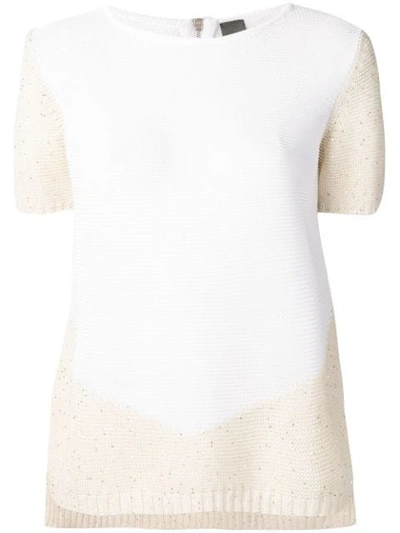 Lorena Antoniazzi Colour-block Knitted Top In White