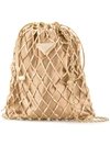 Prada Woven Metallic Satin Pouch - Gold